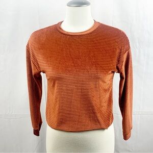 🍂 Electrica Rust Ribbed Velour Long-Sleeve Top NWOT (S)